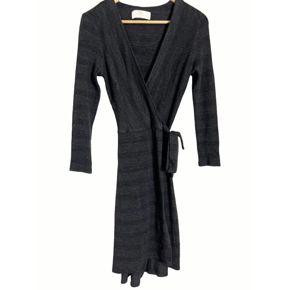 Amanda Uprichard Knit Gray Long Sleeve Sweater Wrap Dress Size S